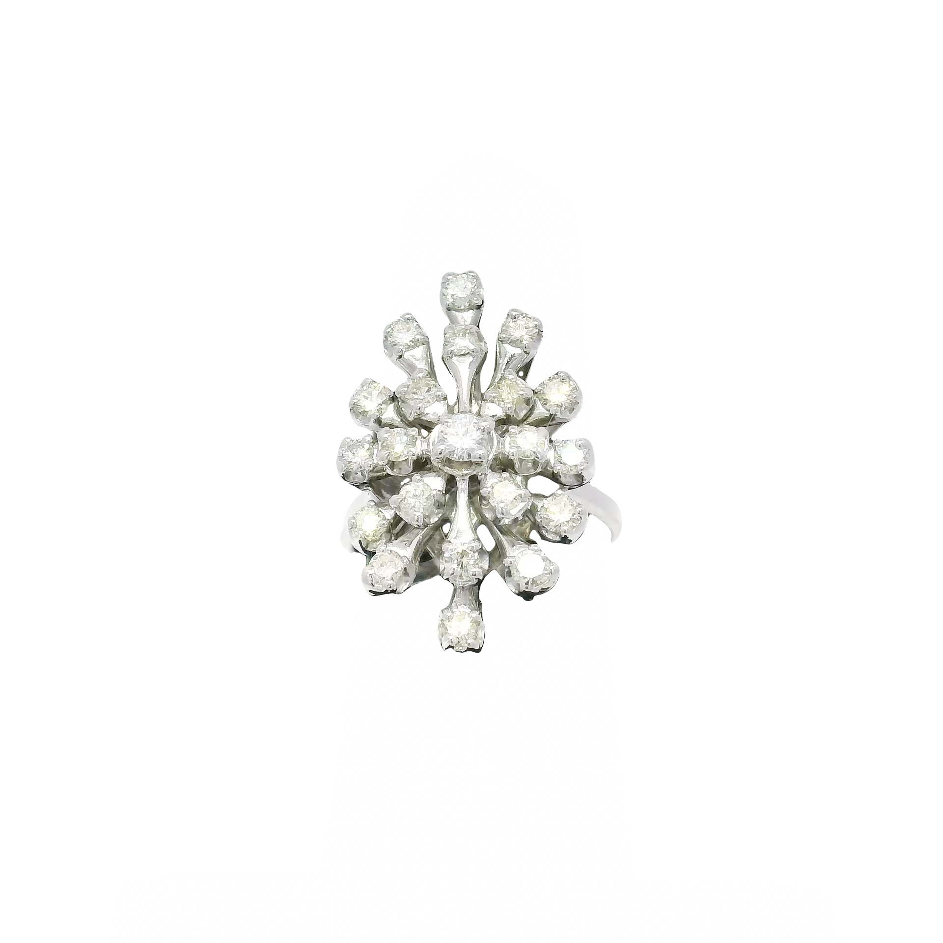 Natural Diamond Cocktail Ring in 14K White Gold