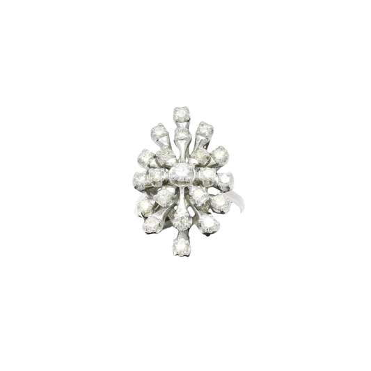 Natural Diamond Cocktail Ring in 14K White Gold