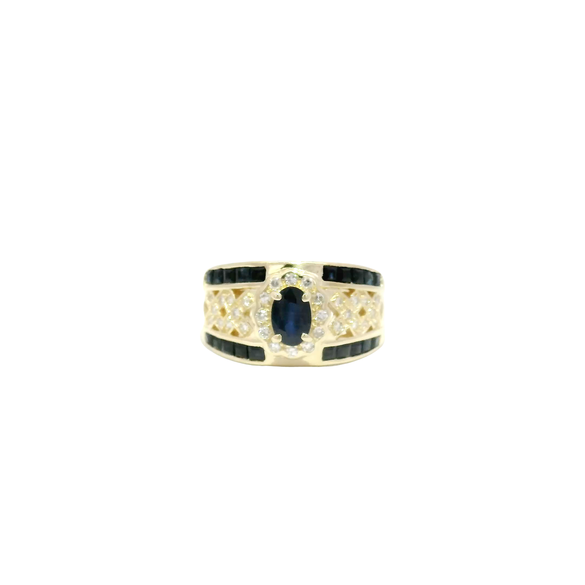 Blue Sapphire Estate Ring in 14K Yellow Gold Sz 7