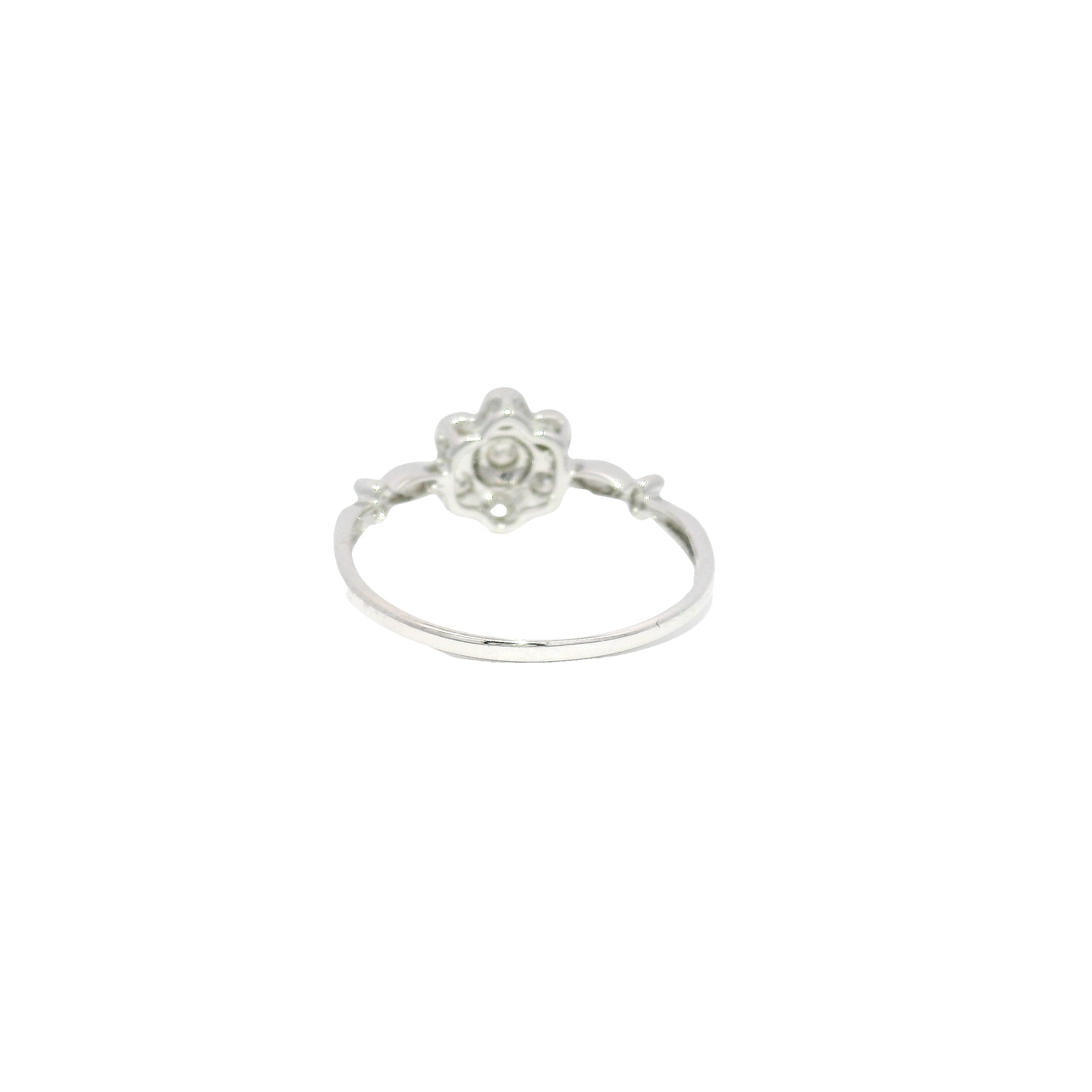 Natural Diamond Flower Style Ring in 14K White Gold