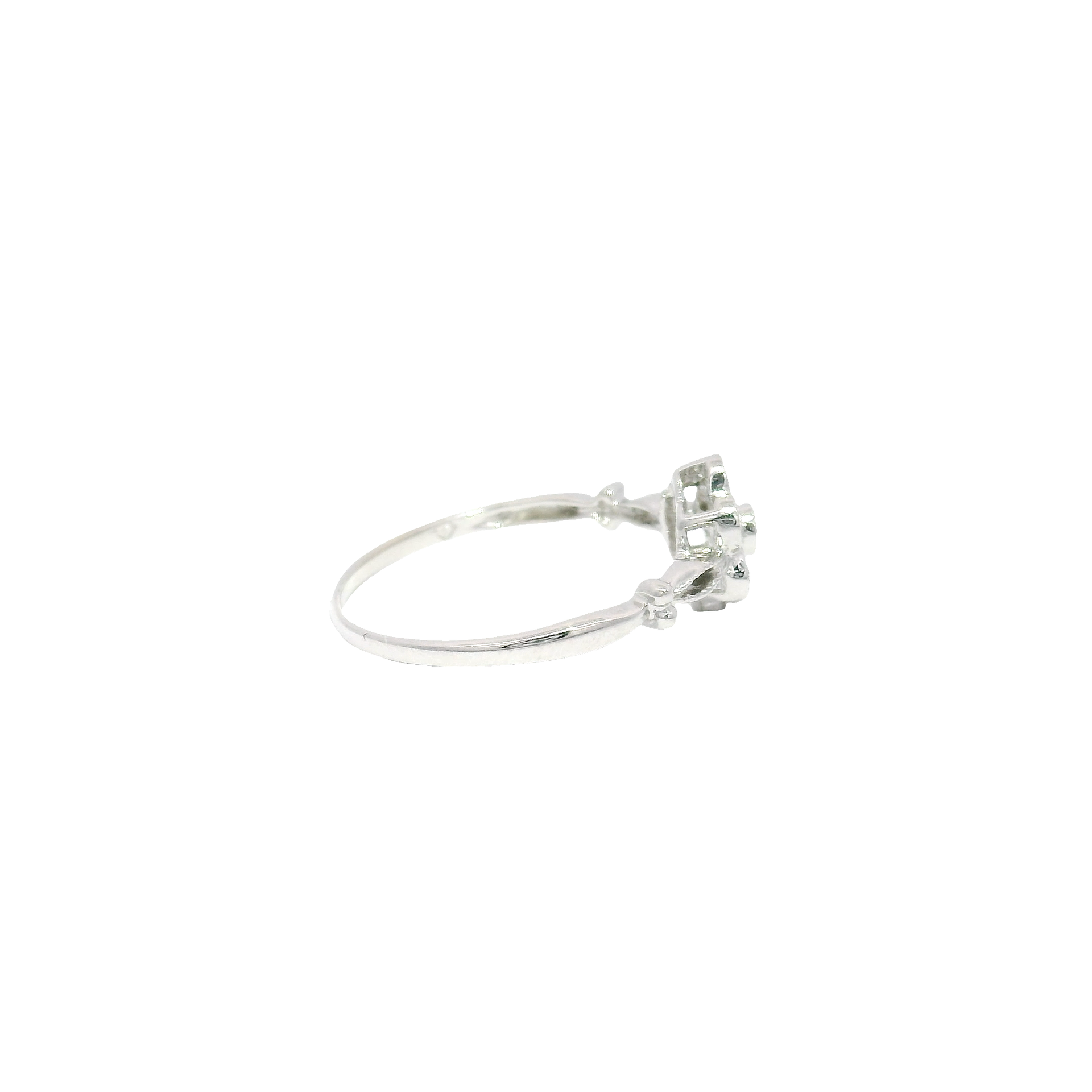 Natural Diamond Flower Style Ring in 14K White Gold