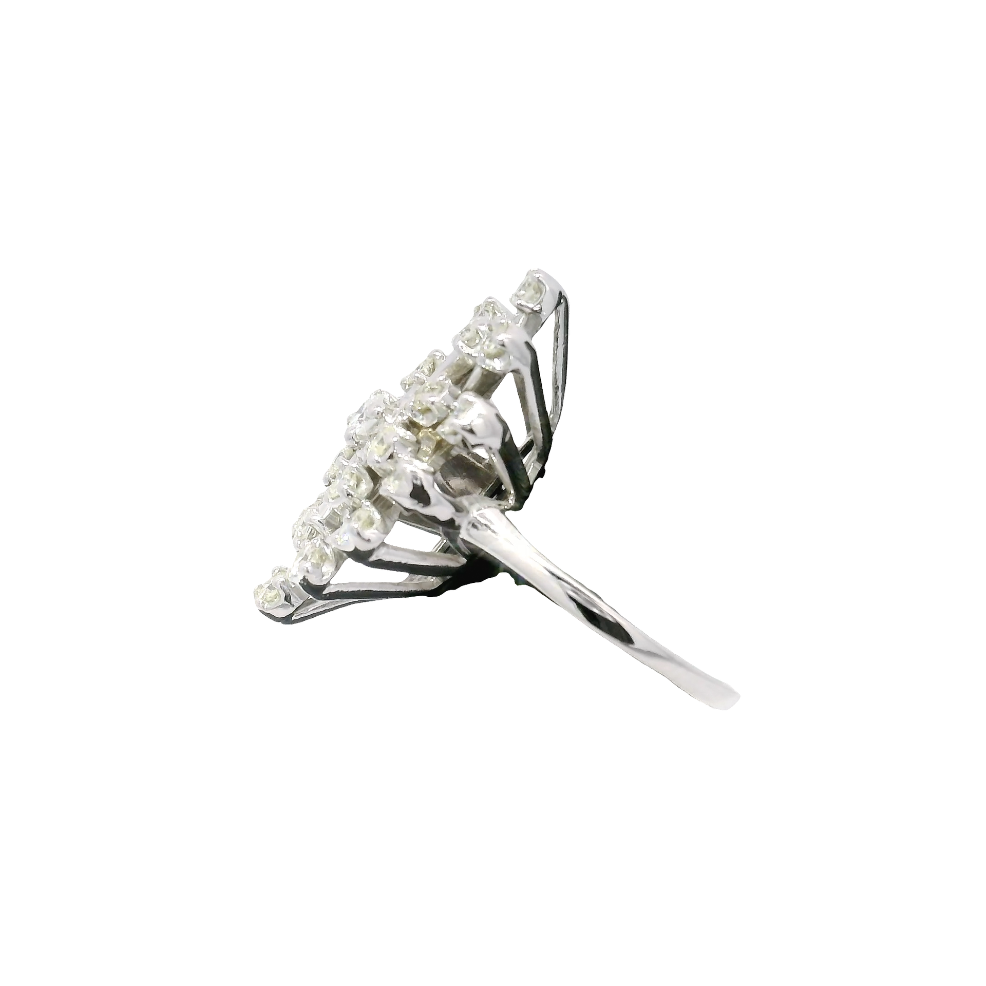 Natural Diamond Cocktail Ring in 14K White Gold