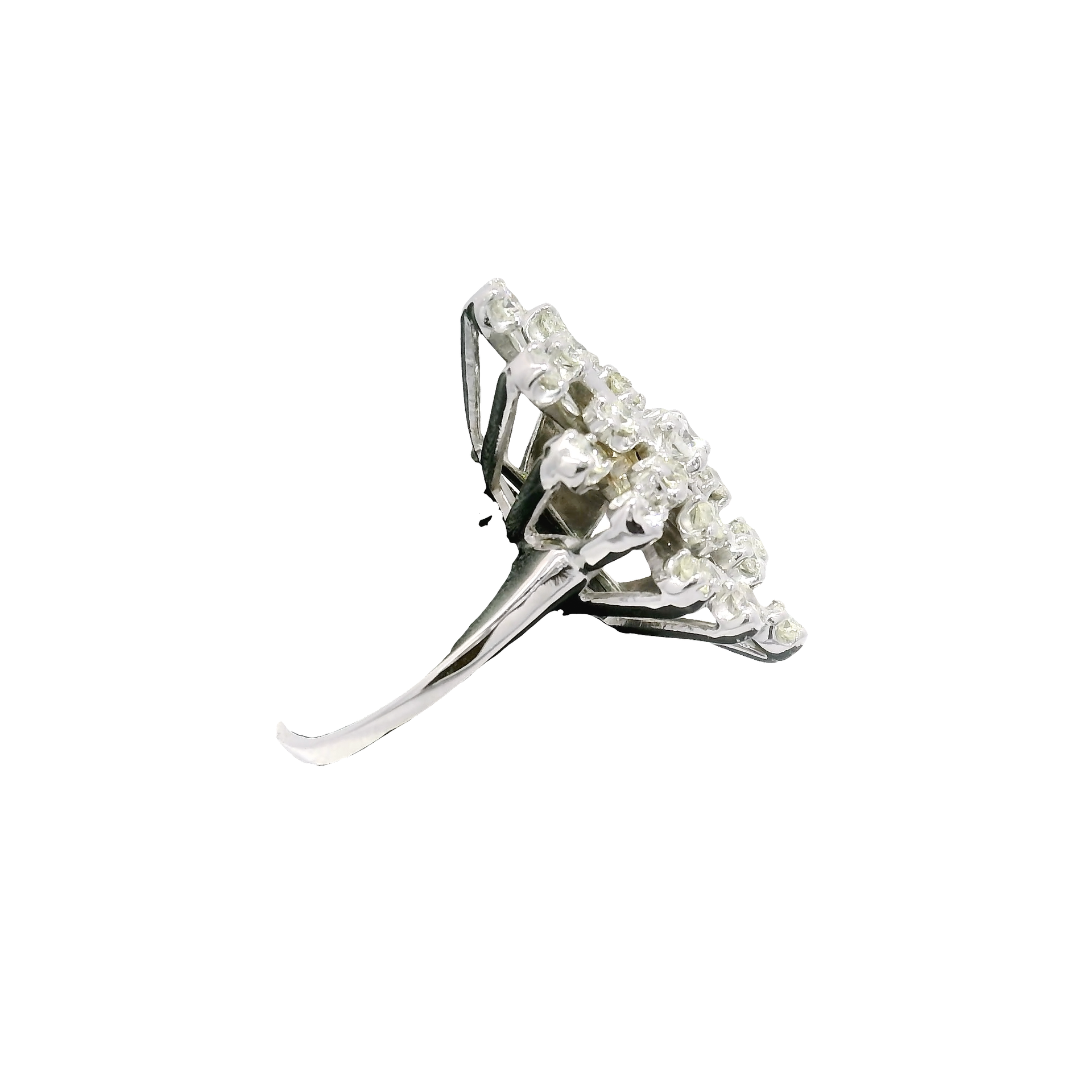 Natural Diamond Cocktail Ring in 14K White Gold