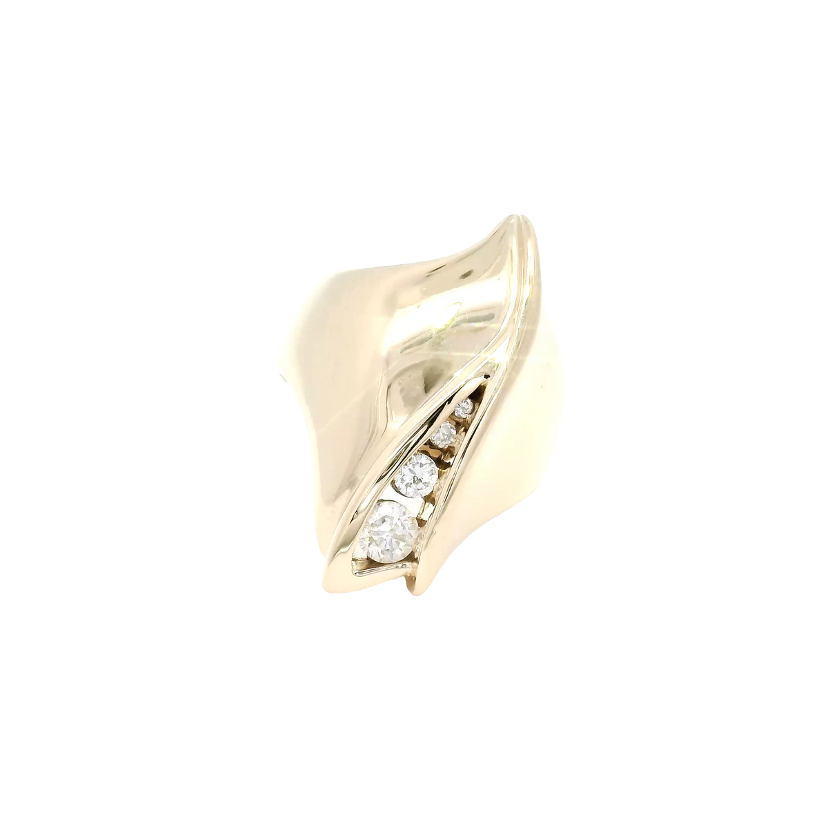 Contemporary Bypass Swirl Style Natural Diamond Estate Ring in 14K Yellow Gold Sz 7
