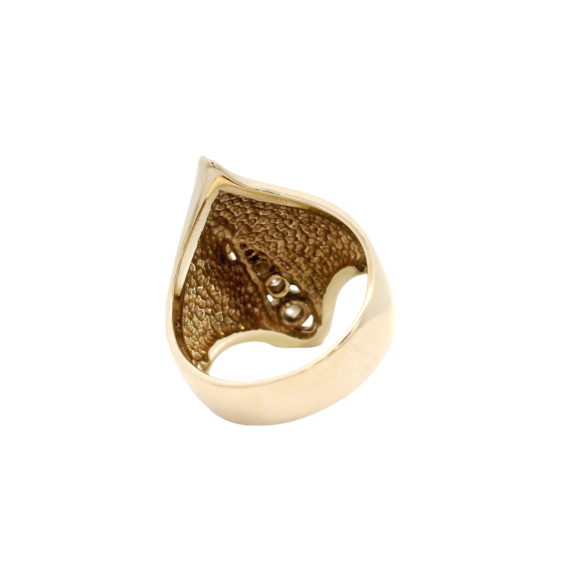 Contemporary Bypass Swirl Style Natural Diamond Estate Ring in 14K Yellow Gold