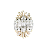 Diamond Starburst Estate Ring in 14K White & Yellow Gold Sz 8.5