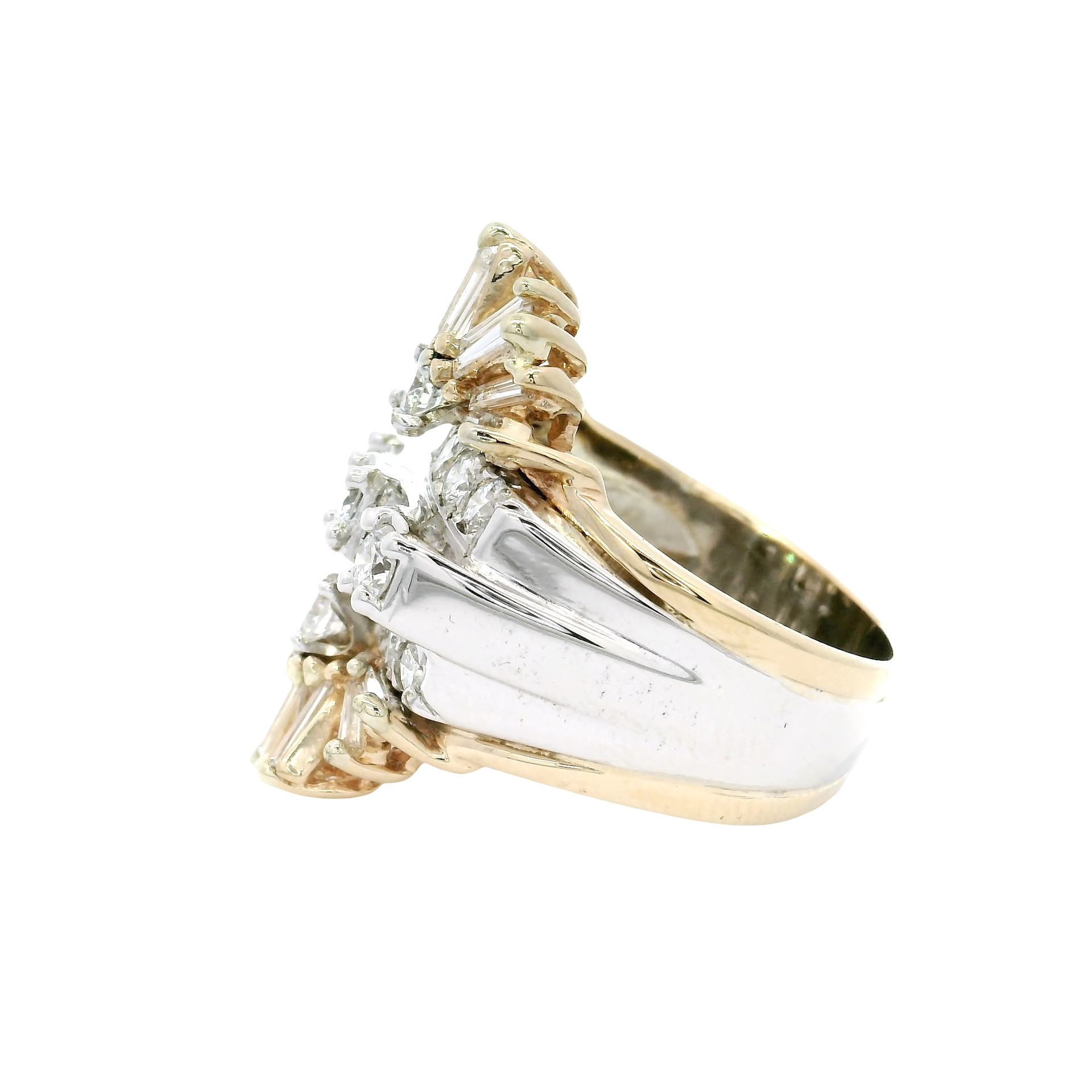 Diamond Starburst Estate Ring in 14K White & Yellow Gold