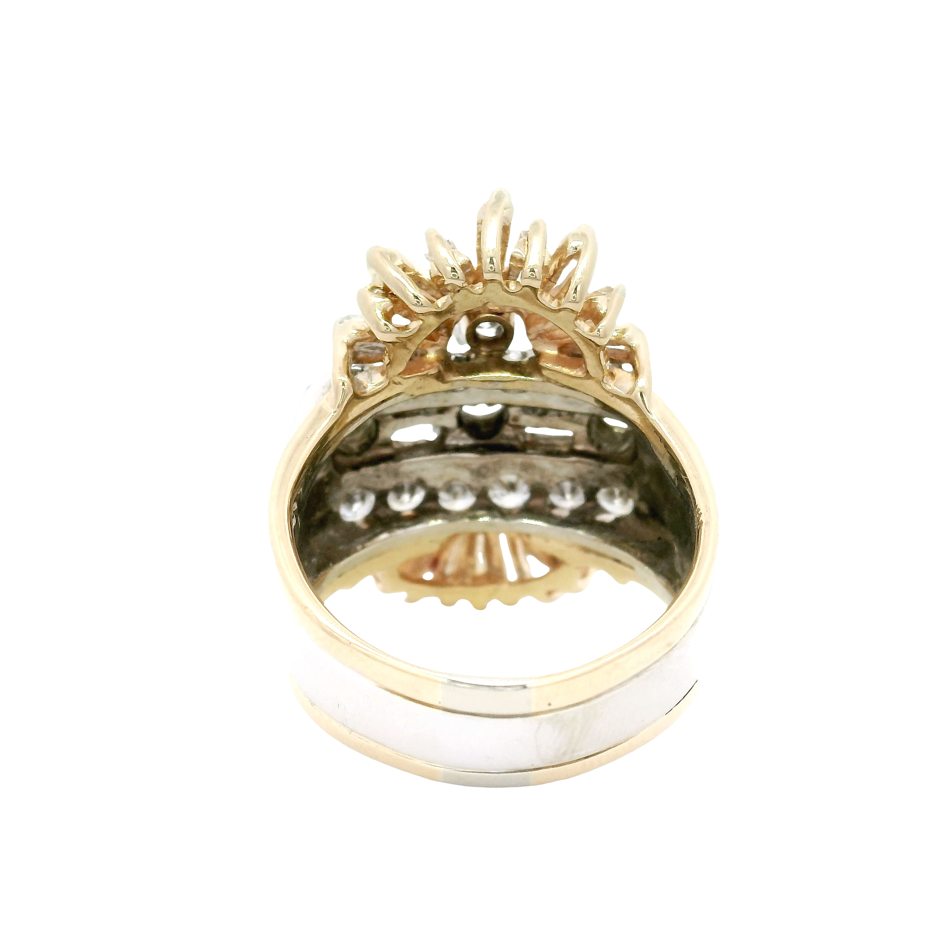 Diamond Starburst Estate Ring in 14K White & Yellow Gold