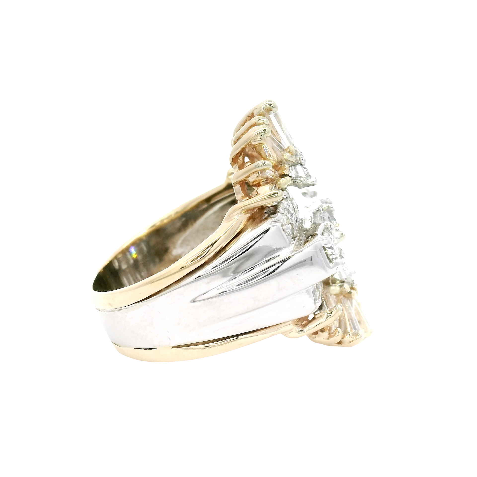 Diamond Starburst Estate Ring in 14K White & Yellow Gold