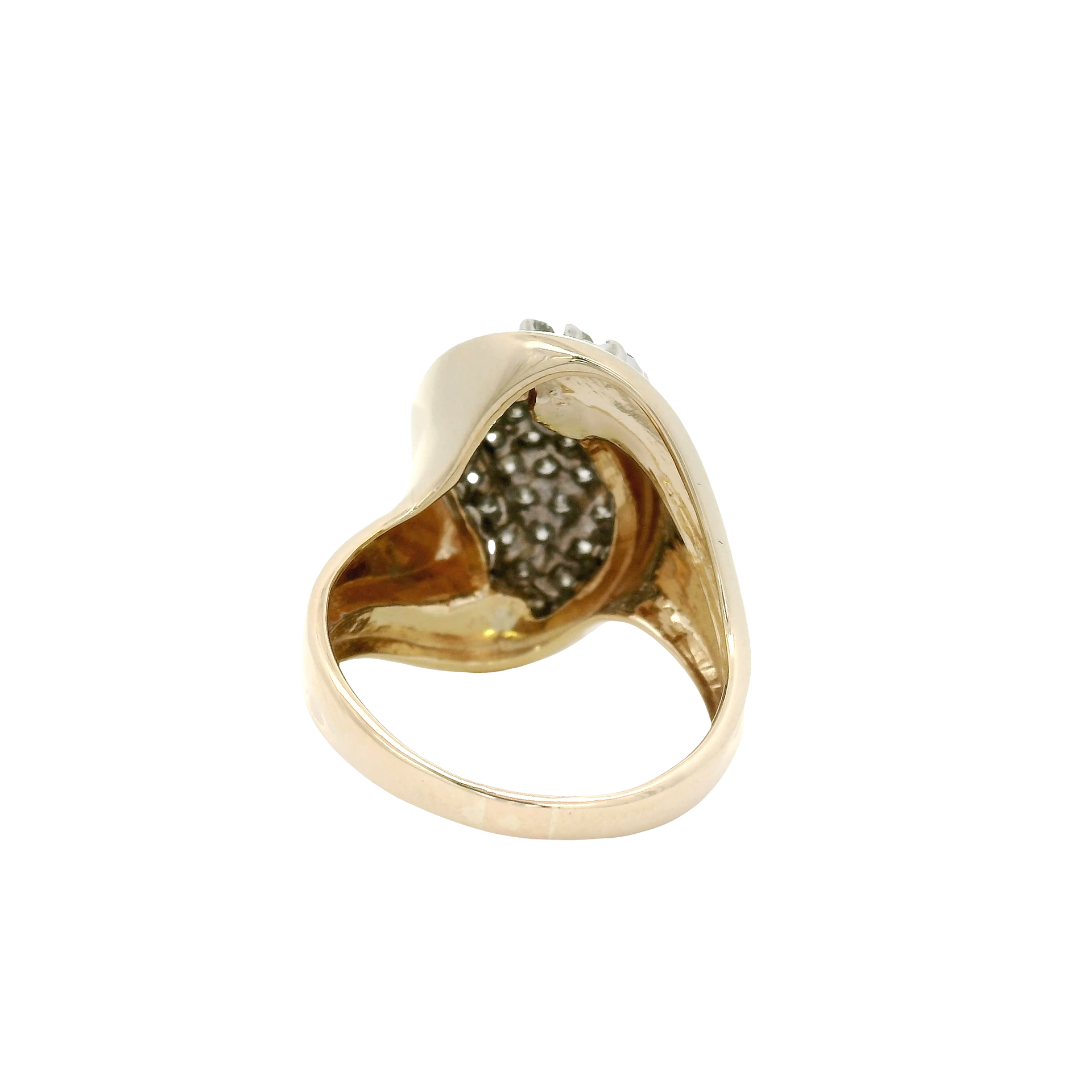 Natural Diamond Swirl Estate Ring in 14K Yellow Gold