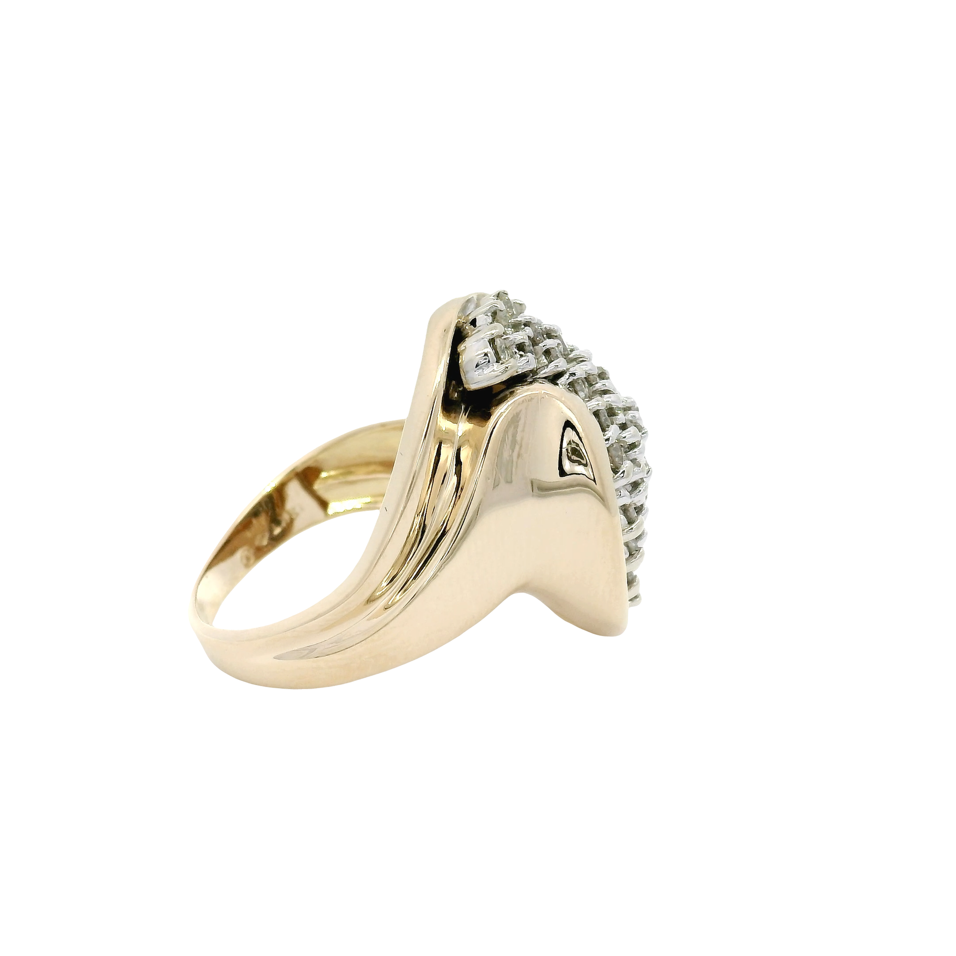 Natural Diamond Swirl Estate Ring in 14K Yellow Gold