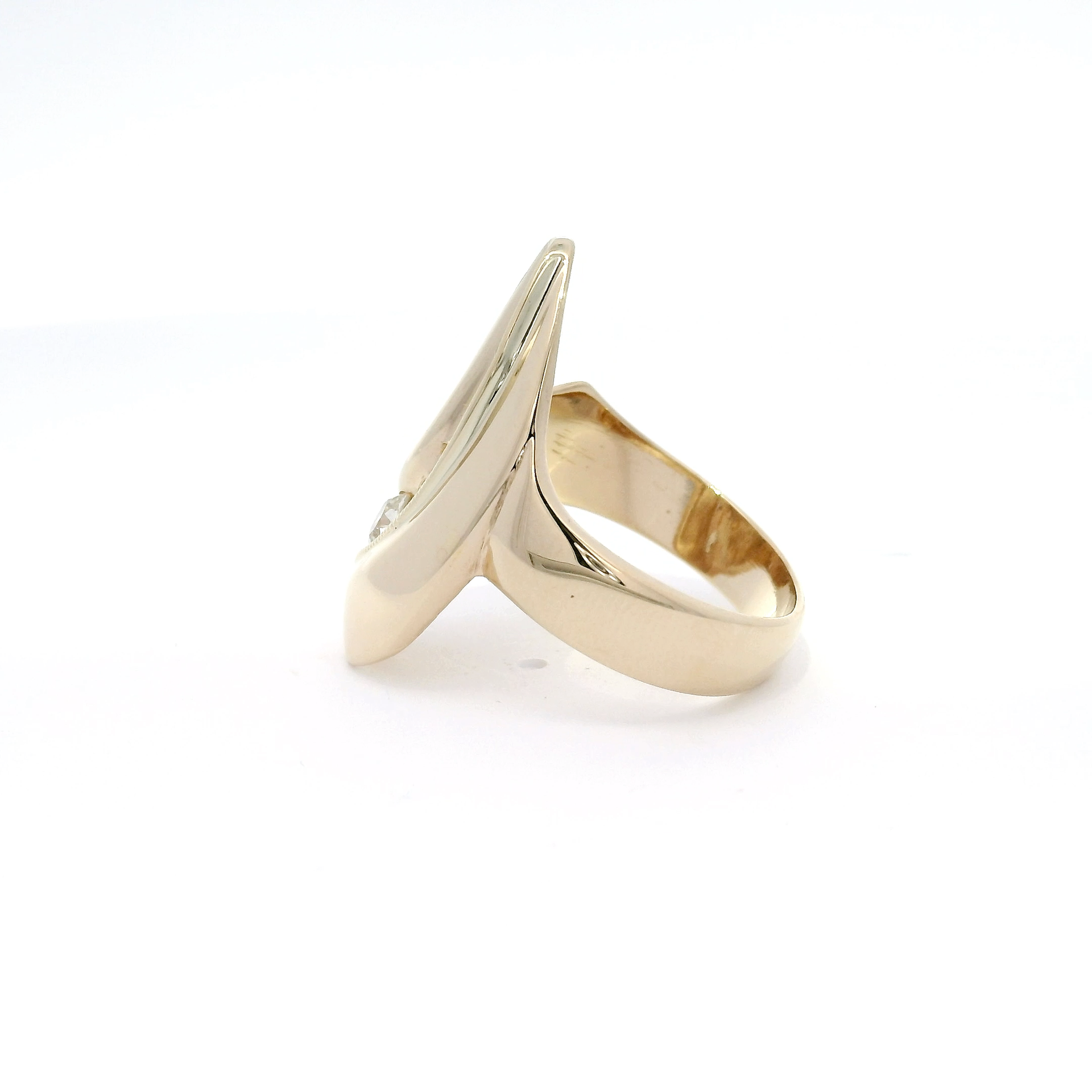 Sculptural Diamond Bypass Statement Ring in 14K Yellow Gold