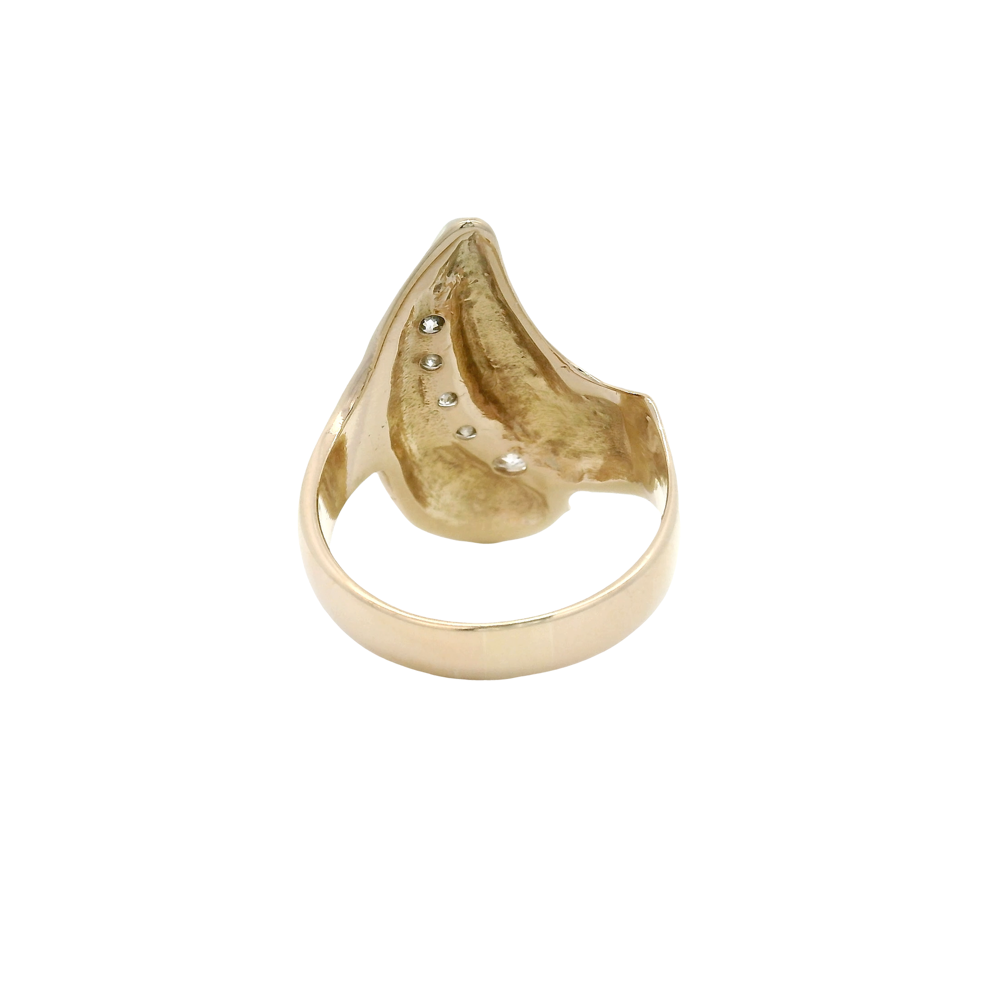 Sculptural Diamond Bypass Statement Ring in 14K Yellow Gold