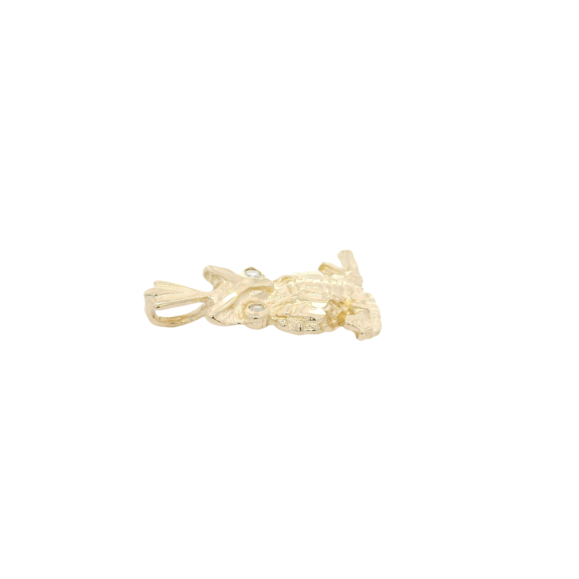 Owl Pendant with Diamond Eyes in 14K Yellow Gold