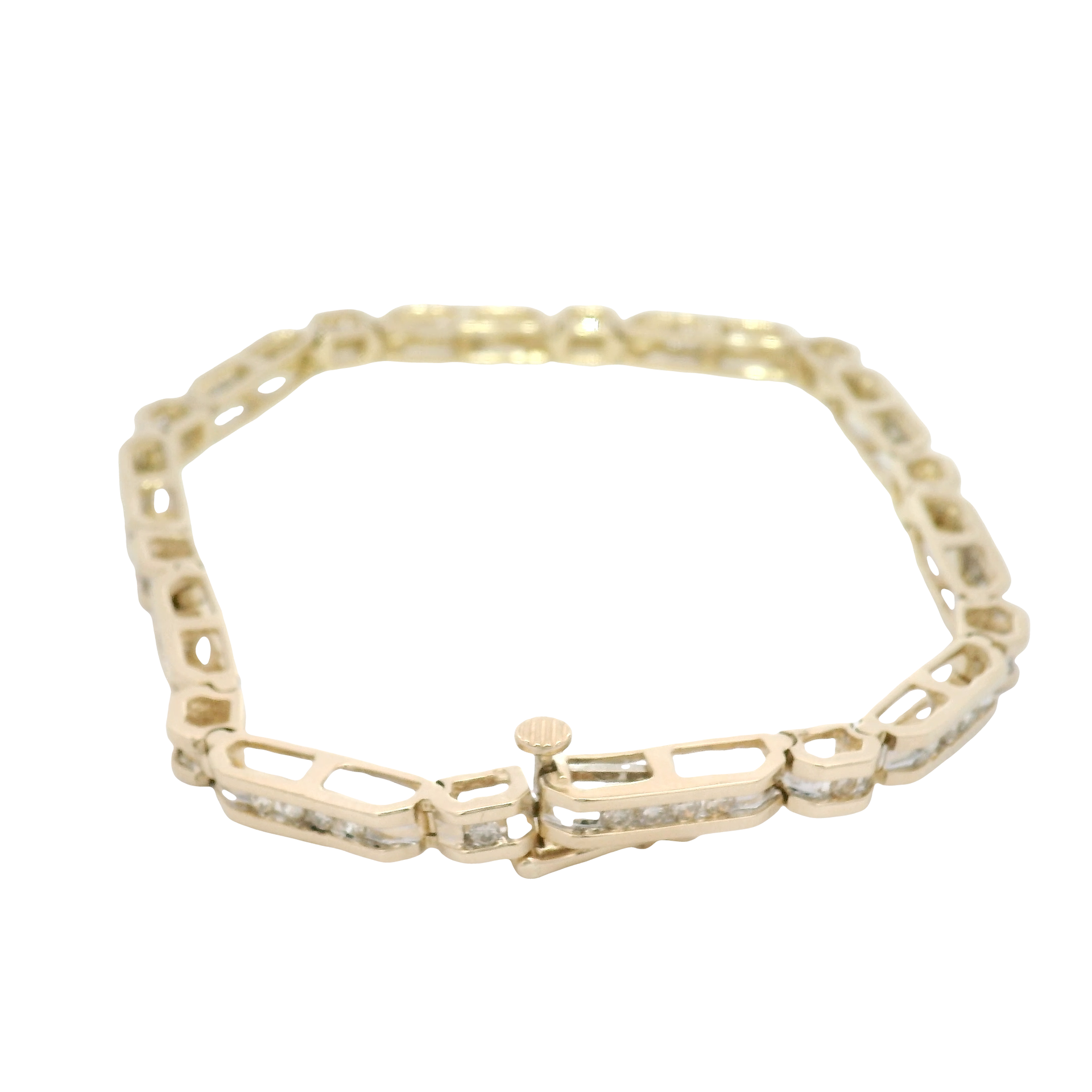 Natural Diamond Channel Set Geometric Bracelet in 14K Yellow Gold