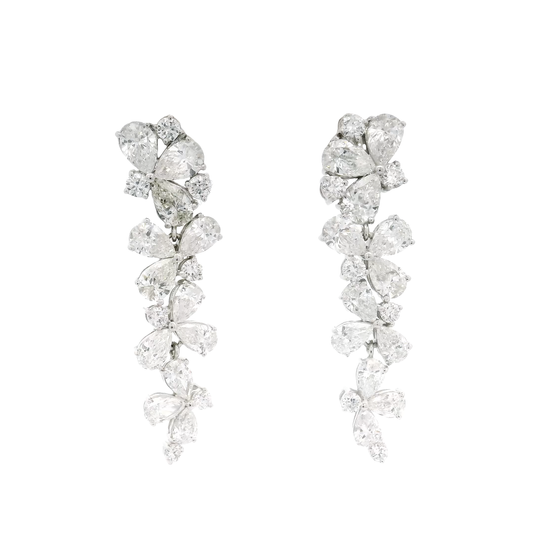 Lab Grown Diamond Waterfall Chandelier Earrings in 14K White Gold