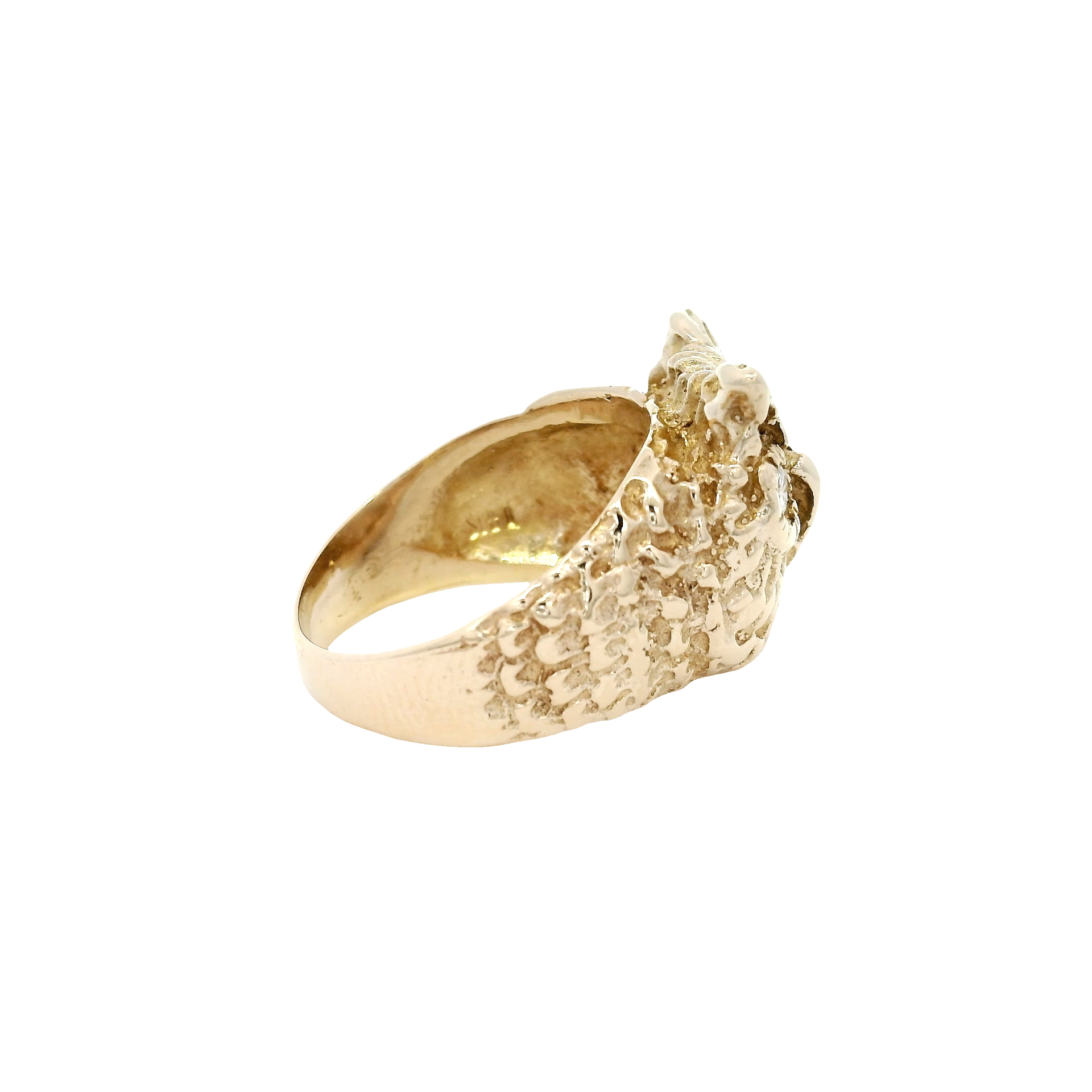 Owl Ring Featuring Natural Diamond Eyes Set in 10K Yellow Gold