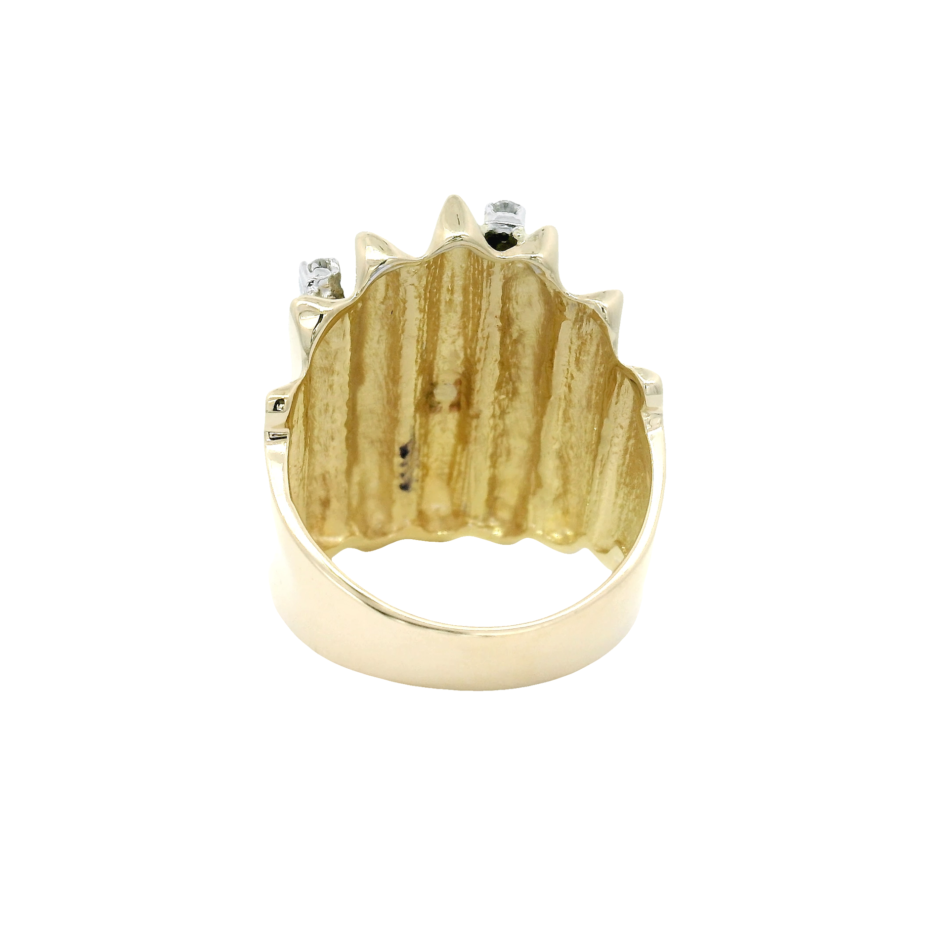 Multi Row Natural Diamond Architectural Statement Ring in 14K Yellow Gold