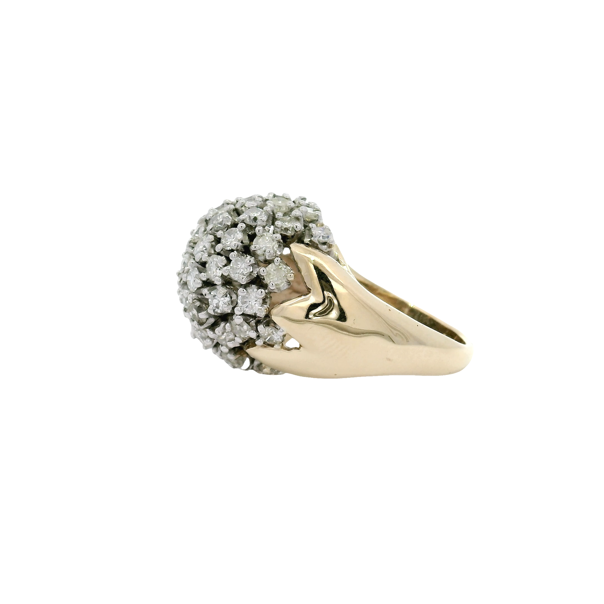 Natural Diamond Dome Ring in 14K Yellow Gold
