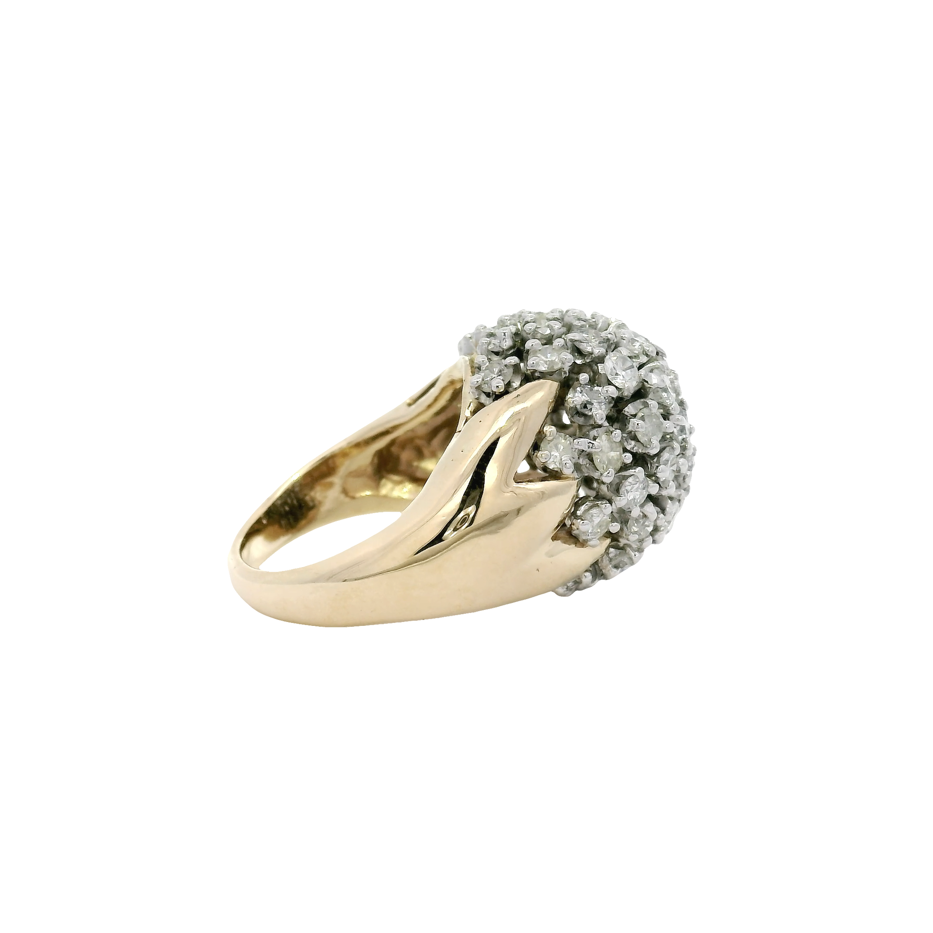 Natural Diamond Dome Ring in 14K Yellow Gold