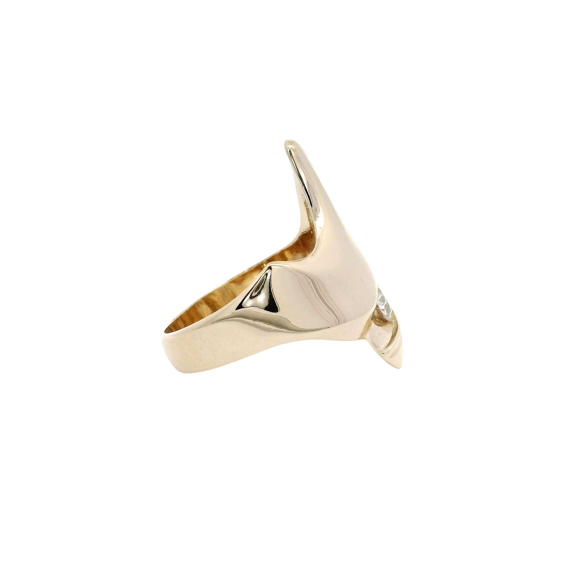 Sculptural Diamond Bypass Statement Ring in 14K Yellow Gold