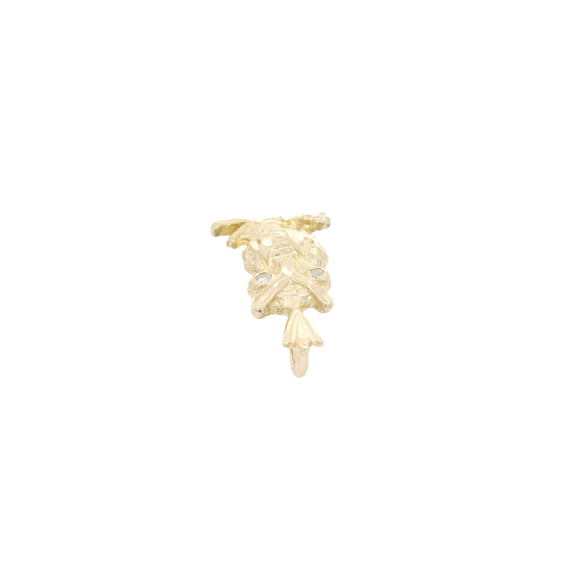 Owl Pendant with Diamond Eyes in 14K Yellow Gold
