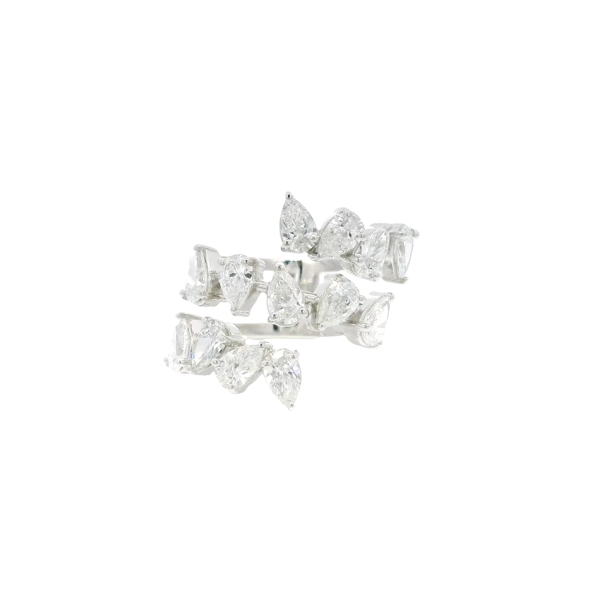 Pear Shape Lab Grown Multi Row Fashion Band in 14K White Gold