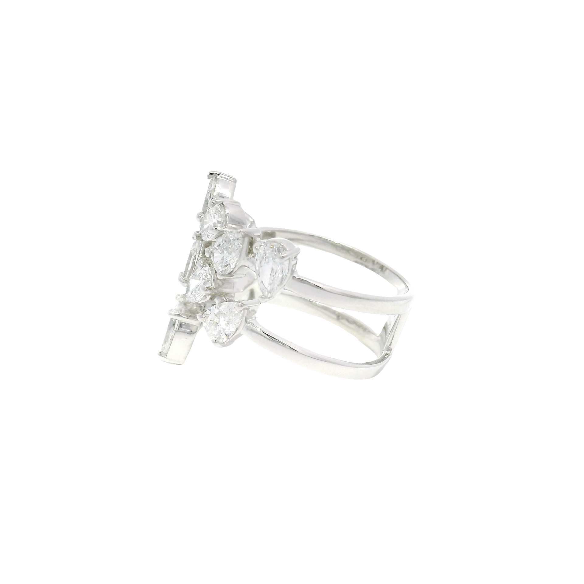 Pear Shape Lab Grown Multi Row Fashion Band in 14K White Gold
