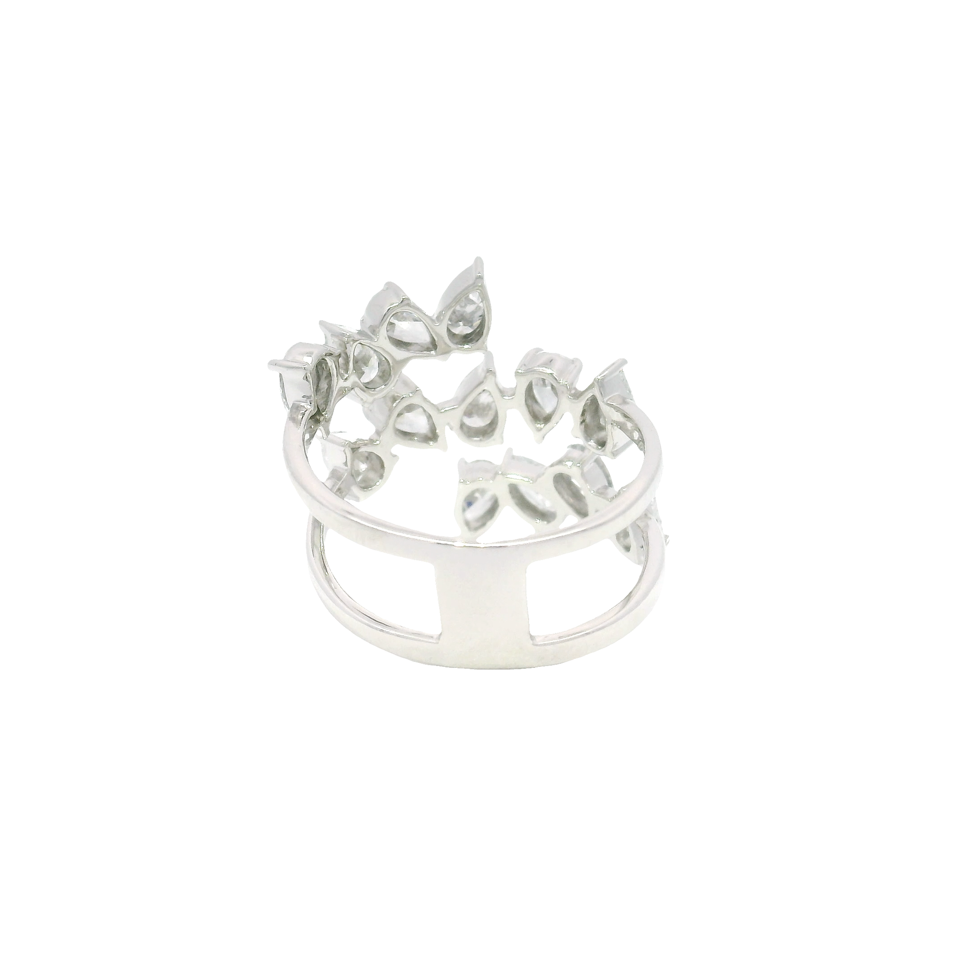 Pear Shape Lab Grown Multi Row Fashion Band in 14K White Gold
