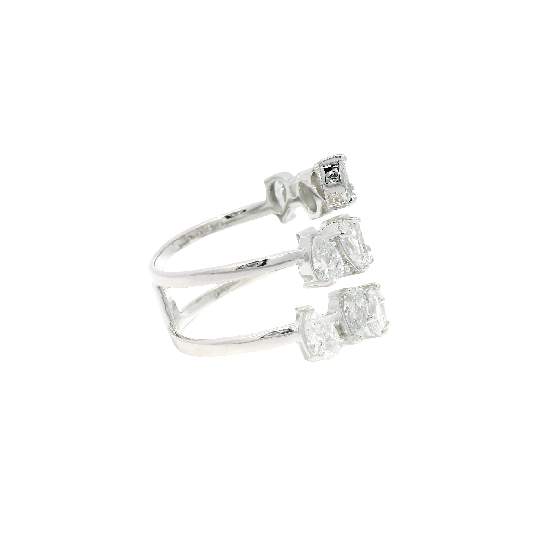 Pear Shape Lab Grown Multi Row Fashion Band in 14K White Gold