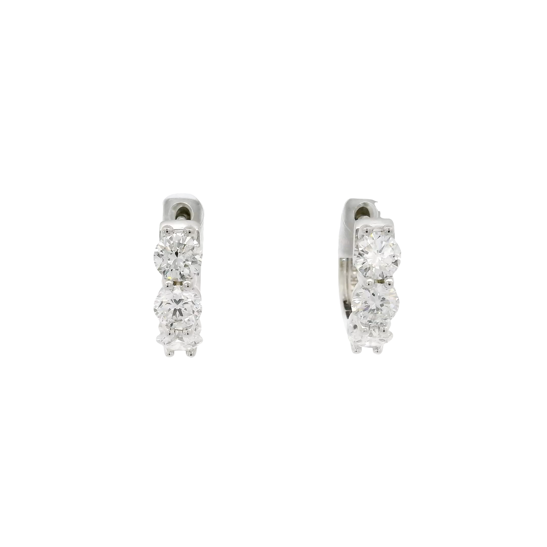 1.5cttw. Lab Grown Round Diamond Huggies in 14K White Gold