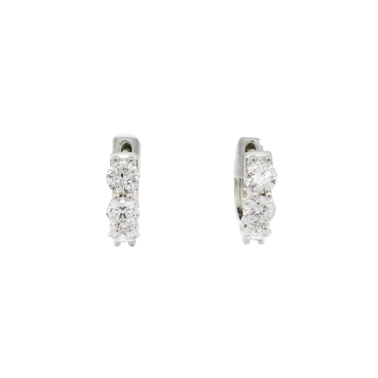 1.5cttw. Lab Grown Round Diamond Huggies in 14K White Gold