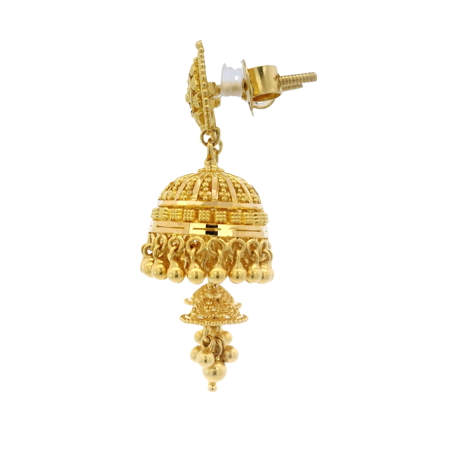 22K Gold Filigree Jhumka Style Earrings