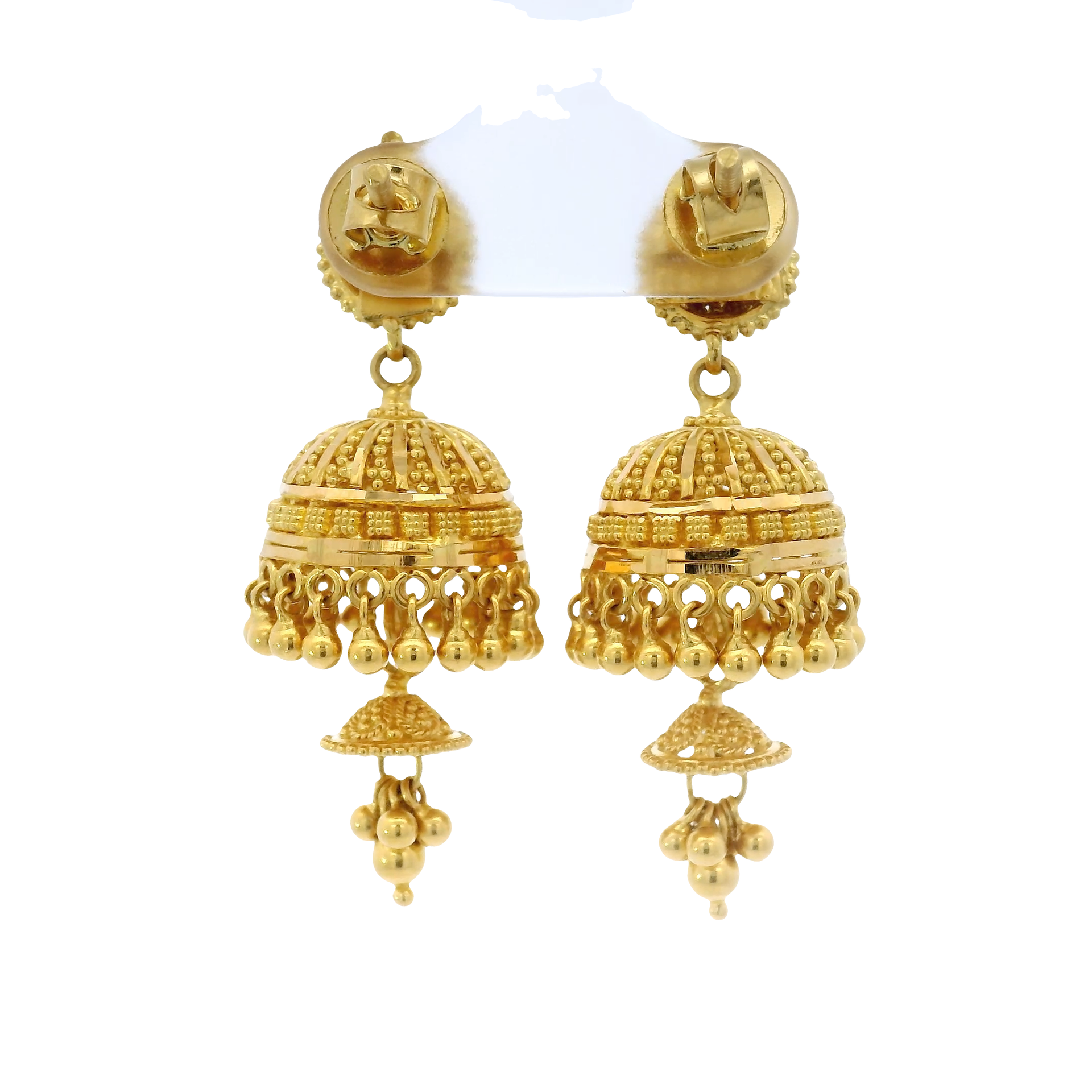 22K Gold Filigree Jhumka Style Earrings