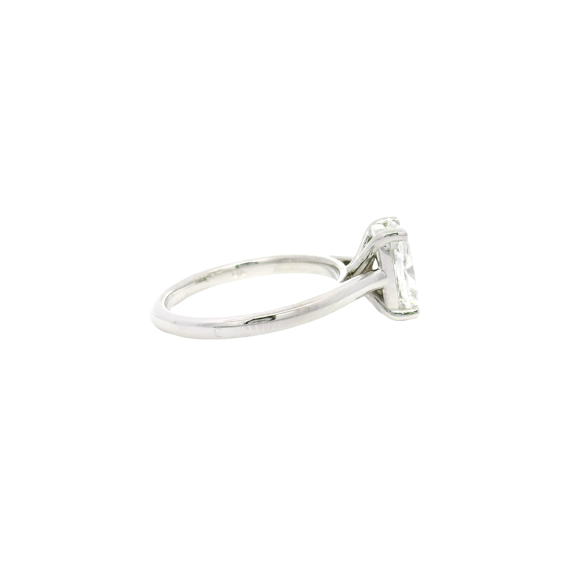 2.03ct. E VS1 Lab Grown Elongated Cushion Cut Diamond in 14K White Gold Cathedral Mounting
