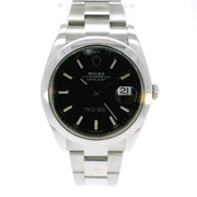 41mm Rolex Datejust Smooth Bezel Black Dial on Stainless Oyster Band