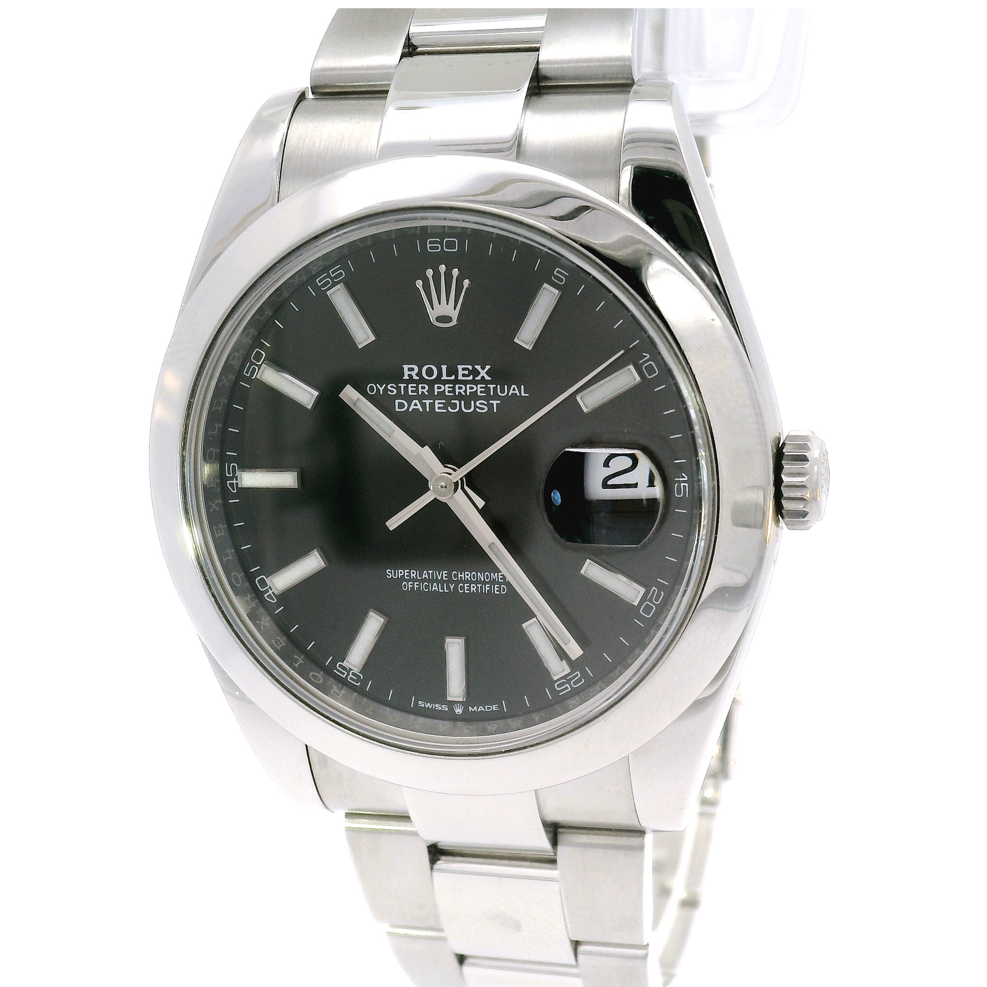 41mm Rolex Datejust Smooth Bezel Black Dial on Stainless Oyster Band