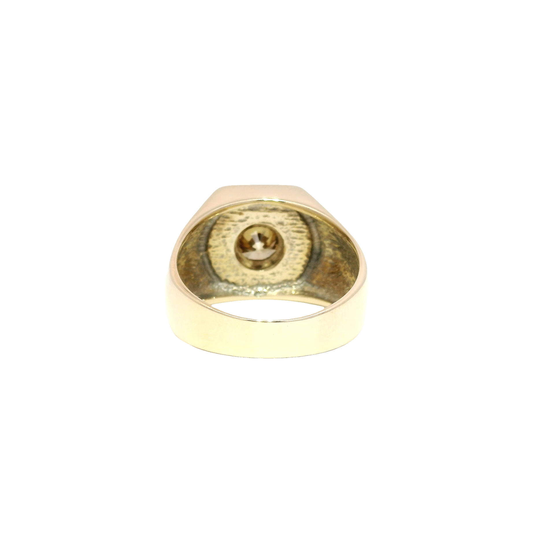 Natural Whiskey Round Diamond Men's Ring in 14K Yellow Gold
