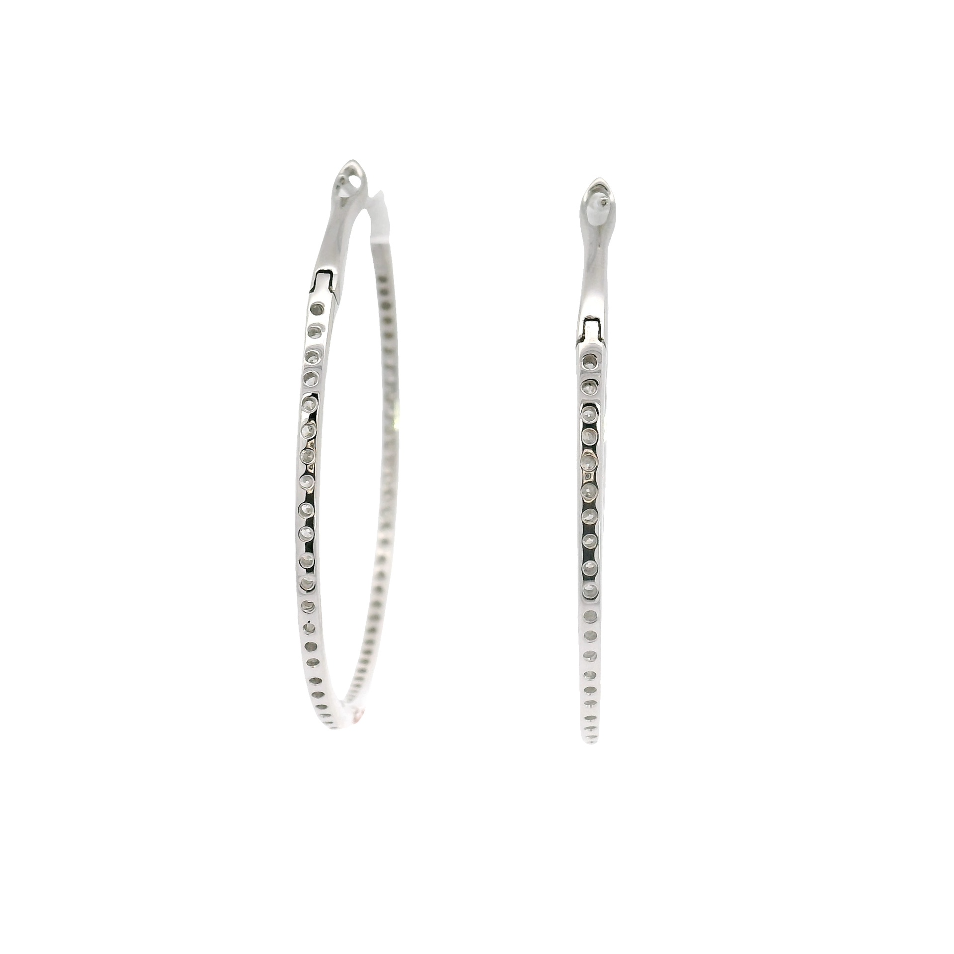 1.5cttw. Natural Diamond In N Out Hoop Earrings in 18K White Gold