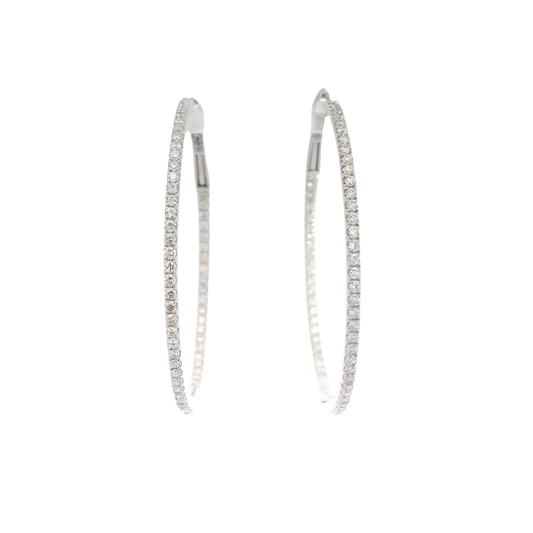 1.5cttw. Natural Diamond In N Out Hoop Earrings in 18K White Gold
