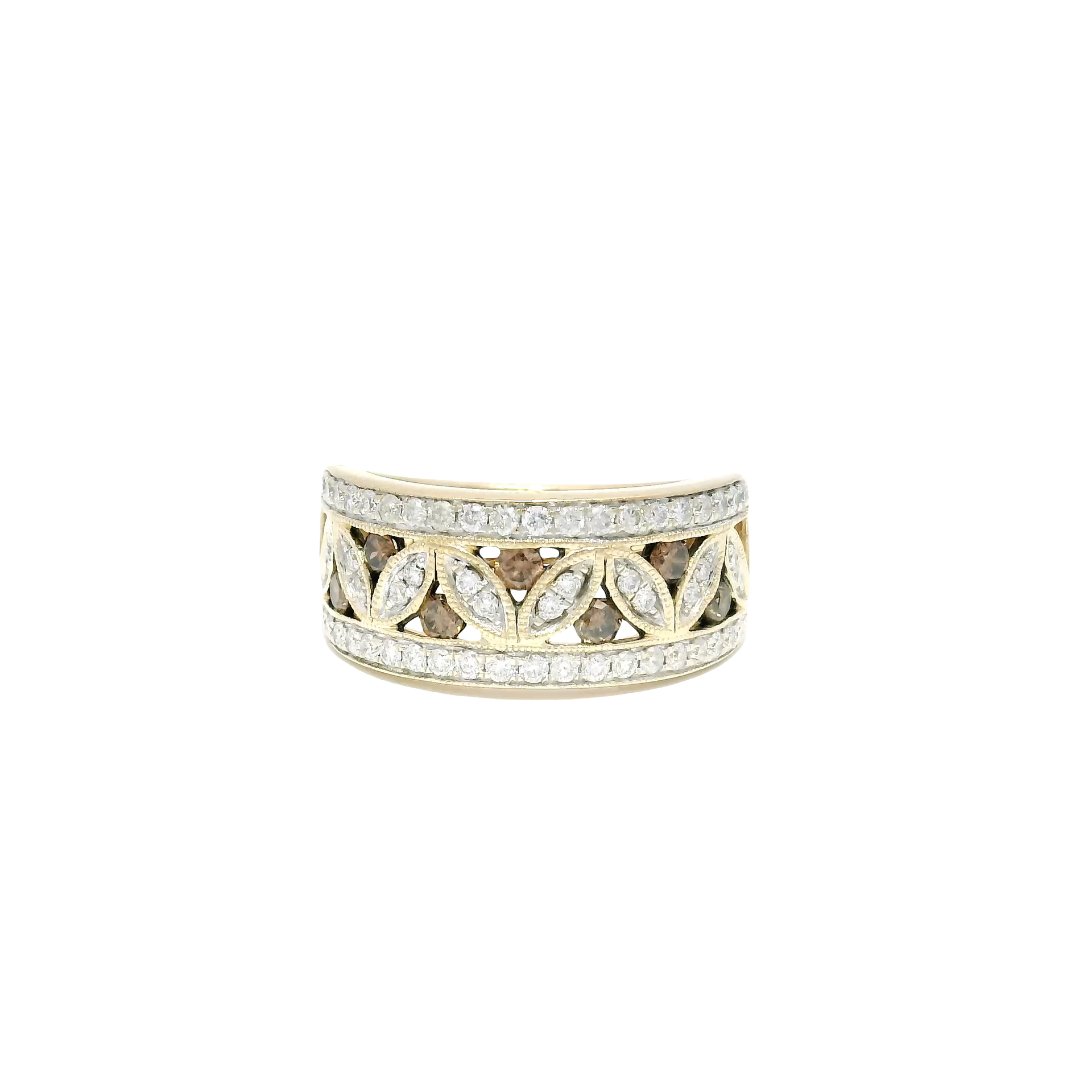 Natural Whiskey & White Round Diamond Fashion Ring in 14K Yellow Gold