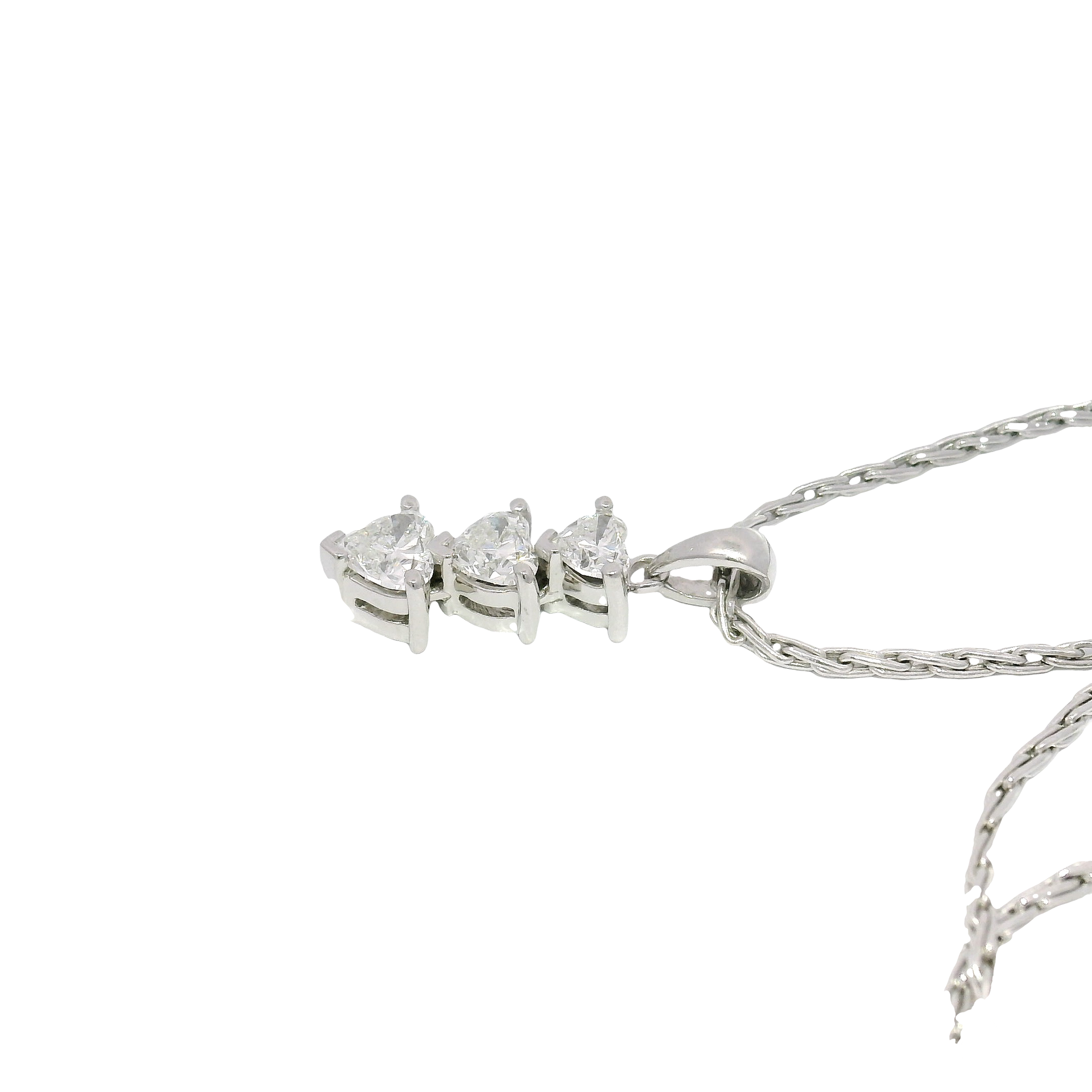 .85cttw. Natural VS+ Heart Shape Diamond Pendant in 14K White Gold on 16" 14K White Gold Chain