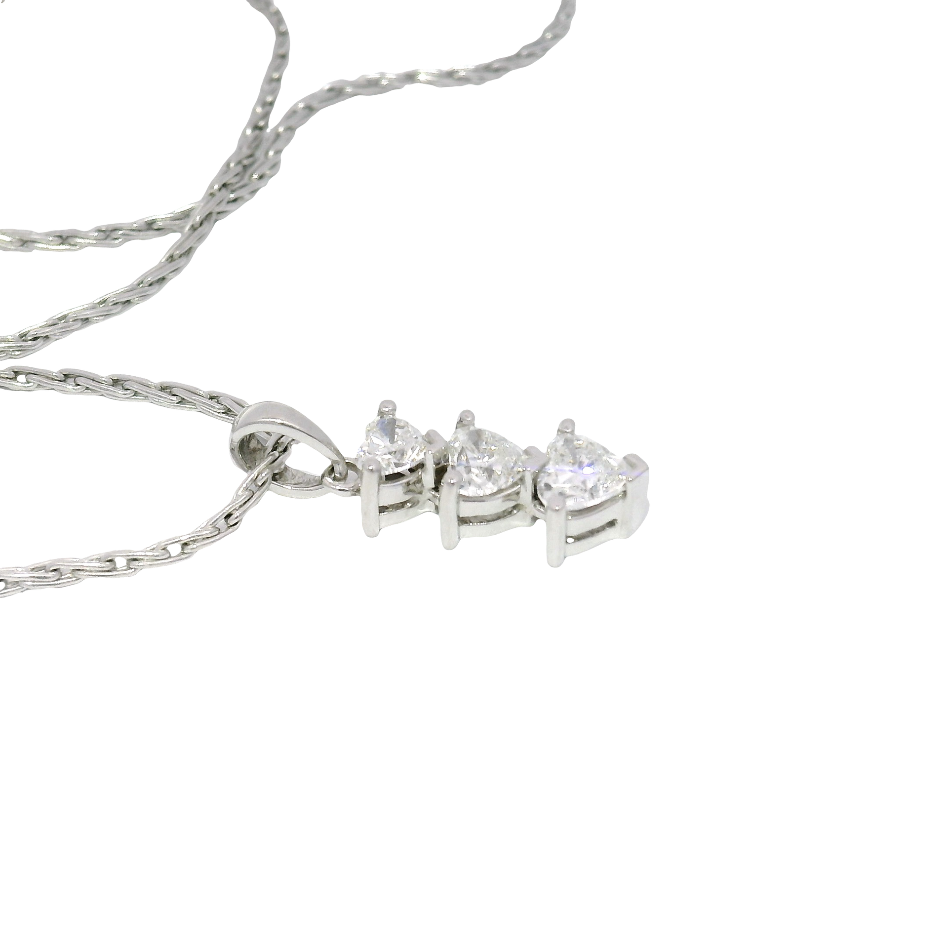 .85cttw. Natural VS+ Heart Shape Diamond Pendant in 14K White Gold on 16" 14K White Gold Chain