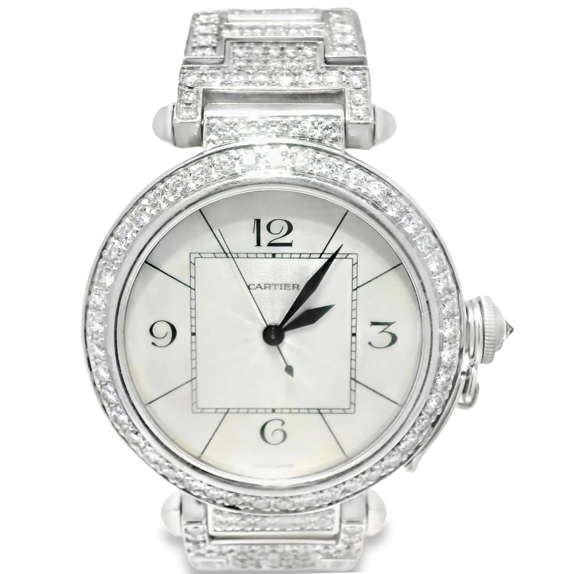 Cartier Pasha 42 in 18K White Gold Featuring 20 carats of Natural Diamonds