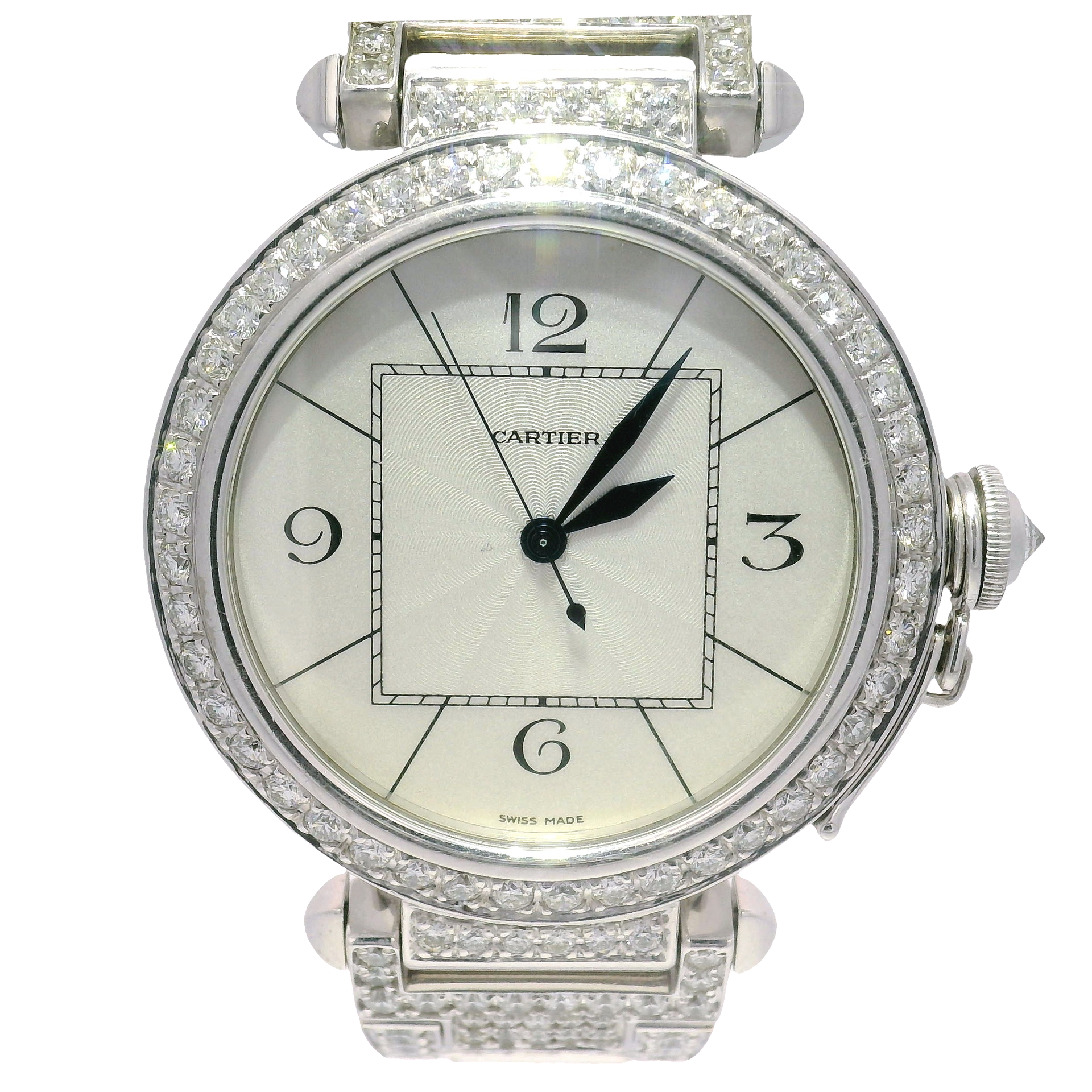 Cartier Pasha 42 in 18K White Gold Featuring 20 carats of Natural Diamonds