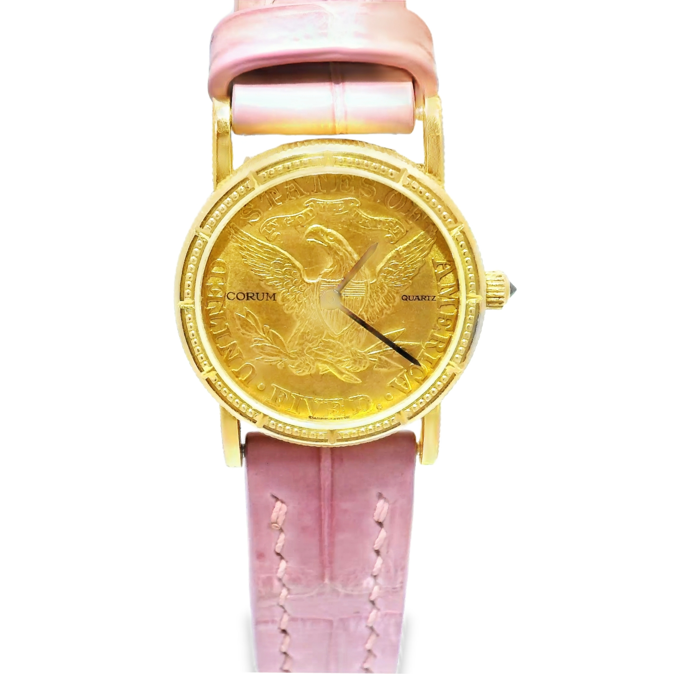 Corum $5 Liberty Coin Watch on Pink Crocodile Leather Strap
