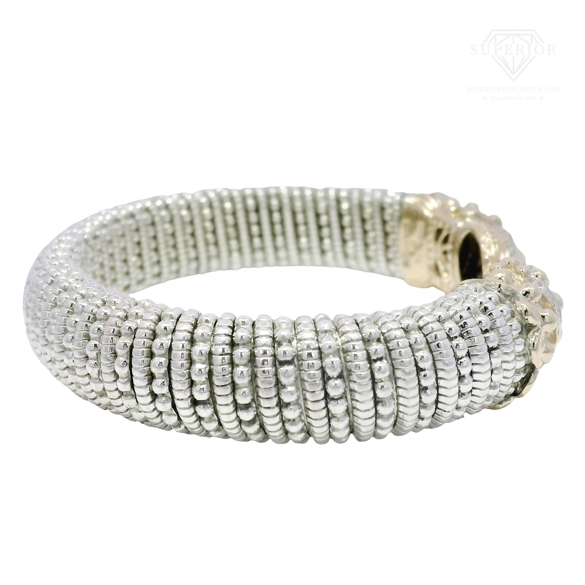 Vahan Pave Diamond 12mm Cuff in Sterling & 14K Yellow Gold