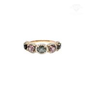 LeVian Mixed Berry Oval Cut Natural Spinel & Diamond Fashion Band in 14K Rose Gold Sz 6.5