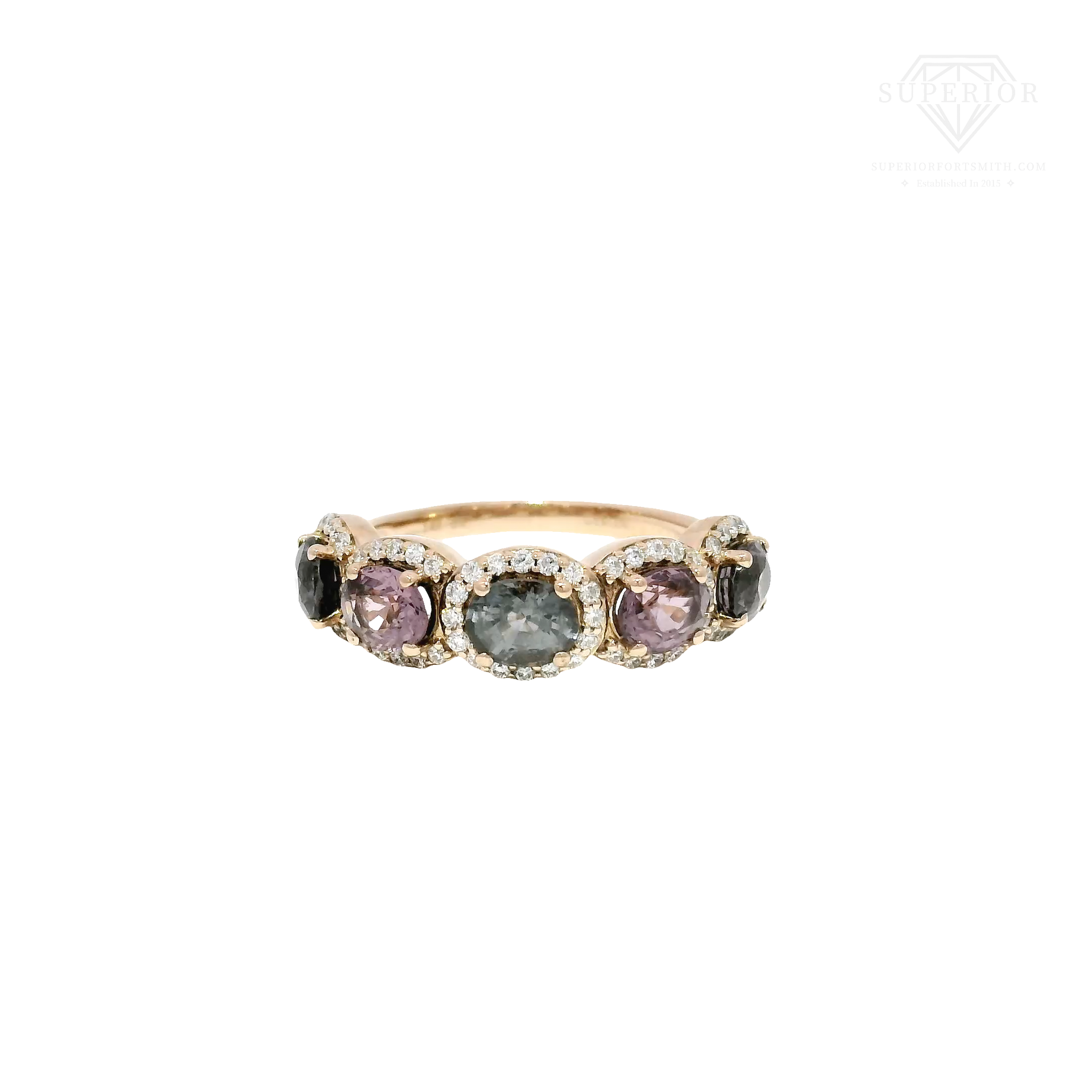 LeVian Mixed Berry Oval Cut Natural Spinel & Diamond Fashion Band in 14K Rose Gold