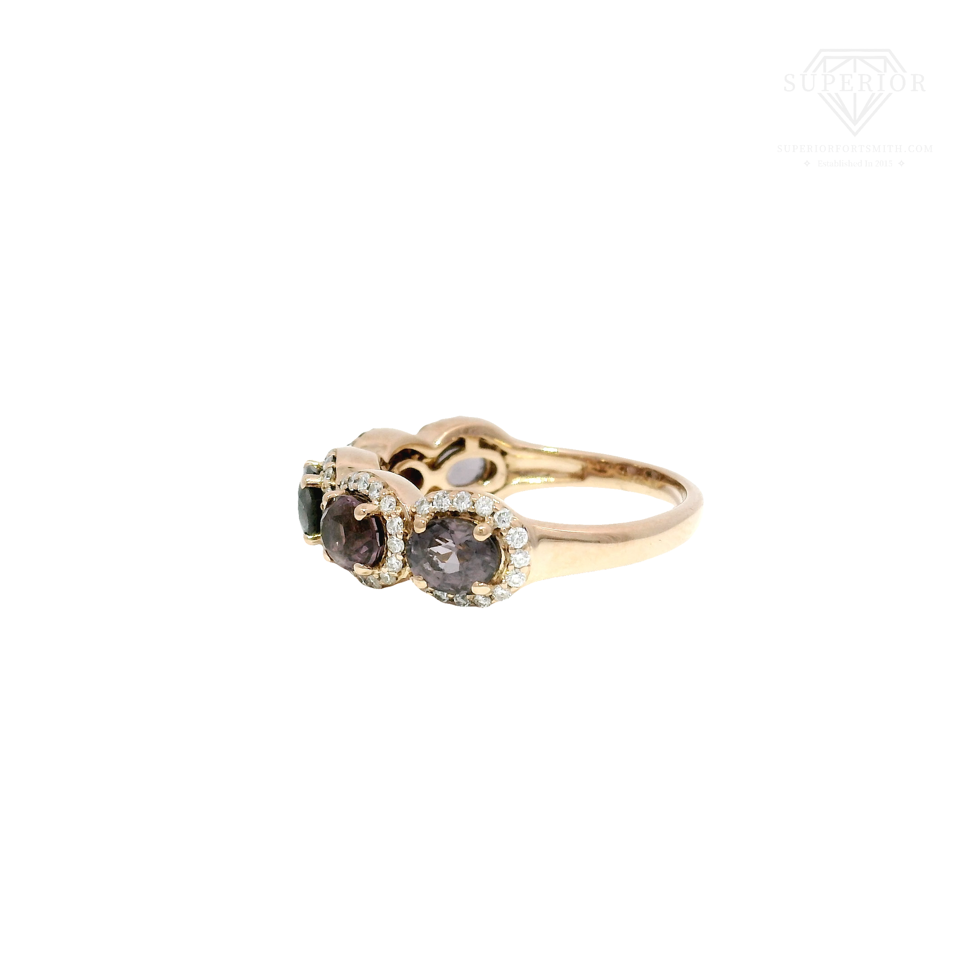 LeVian Mixed Berry Oval Cut Natural Spinel & Diamond Fashion Band in 14K Rose Gold